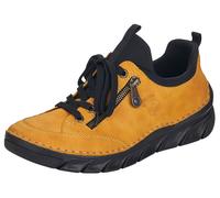 Slip-On Sneaker RIEKER Gr. 38, gelb (gelb, schwarz) Damen Schuhe Halbschuh Schnürschuh Classic Schnürschuhe zum Schlupfen (55310004-38)