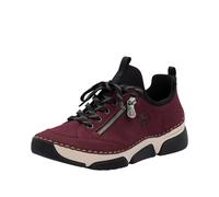 Slip-On Sneaker RIEKER, Damen, Gr. 38, rot (bordeaux, schwarz), Nubuklederimitat, Textil, Schuhe, Schlupfschuh, Halbschuh, Freizeitschuh mit weicher Innensohle (47762221-38) bordeaux, schwarz