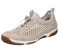 Slip-On Sneaker RIEKER, Damen, Gr. 39, beige (beige, creme), Lederimitat, Textil, Schuhe, Slipper, Freizeitsneaker, Halbschuh mit Schnellverschluss (27845611-39) beige, creme