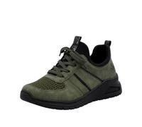 Slip-On Sneaker RIEKER, Damen, Gr. 40, schwarz (khaki, schwarz), Lederimitat, Textil, Schuhe, Schlupfschuh, Halbschuh, Freizeitsneaker, weiche MemoSoft-Innensohle (26066808-40) khaki, schwarz