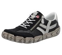 Slip-On Sneaker RIEKER, Damen, Gr. 40, schwarz (schwarz, grau), Leder, Lederimitat, kontrastfarbene Details, Schuhe, Halbschuh, Schlupfschuh, Freizeitschuh mit weicher Innensohle (85439859-40) schwarz