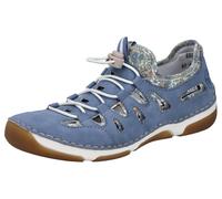 Slip-On Sneaker RIEKER, Damen, Gr. 41, blau (blau, kombiniert), Lederimitat, Textil, unifarben mit Farbeinsatz, Schuhe, Barfußschuh, Halbschuh, Slipper mit Schnellverschluss (27529548-41) blau, kombin