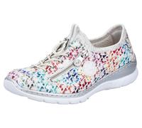 Slip-On Sneaker RIEKER, Damen, Gr. 41, bunt (weiß multi), Textil, bedruckt, Schuhe, Schlupfschuh, Freizeitsneaker, Halbschuh mit MemoSoft-Ausstattung (53025105-41) weiß multi