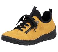 Slip-On Sneaker RIEKER Gr. 41, gelb (gelb, schwarz) Damen Schuhe Halbschuh Schnürschuh Classic Schnürschuhe zum Schlupfen (55310004-41)