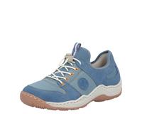 Rieker Damen Slip-On Sneaker L0593 - Lederimitat/Textil, lose Einlage, Schnellverschluss, Blau 42 EU