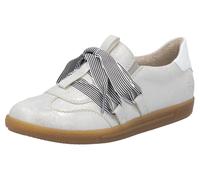 Slip-On Sneaker RIEKER, Damen, Gr. 42, weiß (silbergrau, weiß), Lederimitat, metallic, Schuhe, Slipper, Halbschuh, Freizeitsneaker mit modischem Schnürelement (60109858-42) silbergrau, weiß