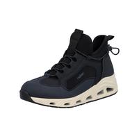Slip-On Sneaker RIEKER, Damen, Gr. 43, blau, schwarz, Lederimitat, unifarben mit Farbeinsatz, Basic, Schuhe, Freizeitschuh, Schlupfboots, High-Top-Sneaker, Slip-On mit Gummizug (50464538-43) blau, sch