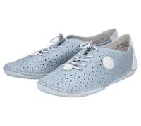 Slip-On Sneaker RIEKER, Herren, Gr. 36, hellblau, weiß, Glattleder, unifarben mit Farbeinsatz, Schuhe, Schlupfschuh, Halbschuh, Freizeitschuh mit Schnellverschluss (40095410-36) hellblau, weiß