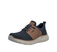 Slip-On Sneaker RIEKER, Herren, Gr. 40, blau, braun, Lederimitat, Textil, Schuhe, Schlupfschuh, Halbschuh, Freizeitsneaker mit Gummizug, schmale Form (43543920-40) blau, braun