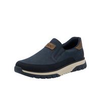 Slip-On Sneaker RIEKER, Herren, Gr. 40, braun (dunkelblau, braun), Nubuklederimitat, unifarben mit Farbeinsatz, Schuhe Slip-On Sneaker, Slipper, Schlupfschuh, Halbschuh mit weicher MemoSoft-Innensohle