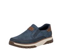 Slip-On Sneaker RIEKER, Herren, Gr. 42, blau, cognac, Lederimitat, unifarben mit Farbeinsatz, Schuhe Slip-On Sneaker, Slipper, Halbschuh, Freizeitsneaker mit Kontrastbesatz (34388532-42)