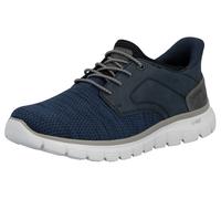 Slip-On Sneaker RIEKER, Herren, Gr. 42, grau (dunkelblau, grau), Nubuklederimitat, Textil, meliert, Schuhe, Freizeitschuh, Halbschuh, Schlupfschuh, gepolsterter Fersenabschluss (39248023-42) dunkelbla