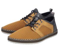 Slip-On Sneaker RIEKER, Herren, Gr. 42, ockergelb, grau, Lederimitat, Textil, Schuhe, Schlupfschuh, Slipper, Freizeitschuh, elastischer Einstieg, Gummizug (79101331-42) ockergelb, grau
