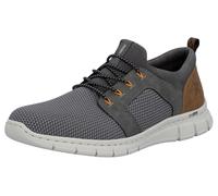 Slip-On Sneaker RIEKER, Herren, Gr. 43, grau (grau, braun), Lederimitat, Textil, Schuhe, Schlupfschuh, Halbschuh, Freizeitschuh mit Gummizug, zum Schlupfen (92768818-43) grau, braun