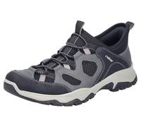 Slip-On Sneaker RIEKER, Herren, Gr. 43, schwarz (schwarz, grau), Lederimitat, Textil, Schuhe, Trekkingschuh, Outdoorschuh, Schlupfschuh mit Gummizug (26312237-43) schwarz, grau