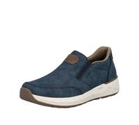 Slip-On Sneaker RIEKER, Herren, Gr. 44, dunkelblau, braun, Lederimitat, unifarben mit Farbeinsatz, Schuhe, Slipper, Schlupfschuh, Freizeitsneaker, Halbschuh mit Stretcheinsätze (64484504-44) dunkelbla