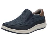 Slip-On Sneaker RIEKER, Herren, Gr. 45, blau (jeansblau, braun), Lederimitat, casual, Schuhe, Slipper, Schlupfschuh, Halbschuh mit seitlichen Stretcheinsätzen (38438036-45) jeansblau, braun