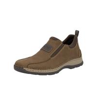 Slip-On Sneaker RIEKER, Herren, Gr. 45, braun (braun, dunkelbraun), Nubukleder, Textil, Schuhe, Slipper, Schlupfschuh, Halbschuh, Freizeitschuh mit Stretcheinsätze (89708505-45) braun, dunkelbraun