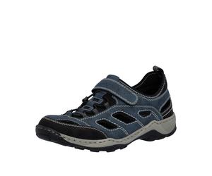 Slip-On Sneaker RIEKER, Herren, Gr. 45, nachtblau kombiniert, Lederimitat, Textil, Schuhe Slip-On Sneaker, Schlupfschuh, Trekkingschuh, Outdoorschuh mit Klettriegel (69382614-45)