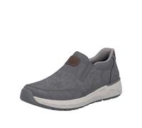 Slip-On Sneaker RIEKER, Herren, Gr. 46, grau, braun, Lederimitat, unifarben mit Farbeinsatz, Schuhe, Slipper, Schlupfschuh, Freizeitsneaker, Halbschuh mit Stretcheinsätze (72165031-46) grau, braun