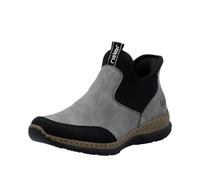 Slip-On Sneaker RIEKER "Ready2GO", Damen, Gr. 36, grau (grau, schwarz), Nubuklederimitat, Textil, sportlich, Schuhe, Boots, Schlupfschuh, Casual-Sneaker mit MemoSoft-Ausstattung (87112339-36) grau, sc