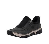 Slip-On Sneaker RIEKER "Ready2GO", Damen, Gr. 37, grau (anthrazit, schwarz), Lederimitat, Textil, Schuhe, Halbschuh, Freizeitsneaker mit seitlichem Reißverschluss (52299502-37) anthrazit, schwarz