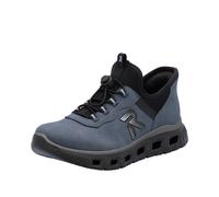 Slip-On Sneaker RIEKER "Ready2GO", Damen, Gr. 38, Textil, schwarz (blau, schwarz), Lederimitat, Textil, Schuhe, Schlupfschuh, Halbschuh, Freizeitsneaker mit Schnellverschluss (67440555-38) blau, schwa