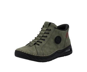 Slip-On Sneaker RIEKER "Ready2GO", Damen, Gr. 39, khaki, Nubuklederimitat, Schuhe, High Top Sneaker, Boots, Stiefelette mit verstärkter Fersenkappe (96992115-39) khaki