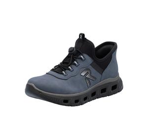 Slip-On Sneaker RIEKER "Ready2GO", Damen, Gr. 39, Textil, schwarz (blau, schwarz), Lederimitat, Textil, Schuhe, Schlupfschuh, Halbschuh, Freizeitsneaker mit Schnellverschluss (67440555-39) blau, schwa