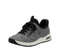 Slip-On Sneaker RIEKER "Ready2GO", Damen, Gr. 40, grau (grau, schwarz), Lederimitat, Textil, sportlich, Schuhe, Schlupfschuh, Halbschuh, Freizeitsneaker mit aufgesetzter Schnürung (28269845-40) grau,