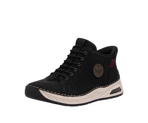 Slip-On Sneaker RIEKER "Ready2GO", Damen, Gr. 42, schwarz, Lederimitat, Schuhe, High Top Sneaker, Boots, Stiefelette mit verstärkter Fersenkappe (98504814-42) schwarz