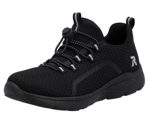 Slip-On Sneaker RIEKER SPORT, Damen, Gr. 42, schwarz, Textil, Schuhe Slip-On Sneaker, Trekking Schuh, Freizeitschuh, Slipper mit einfachem Schnellverschluss, Topseller (19443651-42)