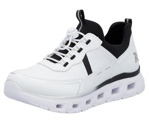 Slip-On Sneaker RIEKER SPORT "Edina", Damen, Gr. 39, schwarz-weiß (weiß, schwarz), Lederimitat, Textil, Schuhe Slip-On Sneaker, Chunky Slipper, Freizeitschuh in veganer Verarbeitung, Topseller (288968