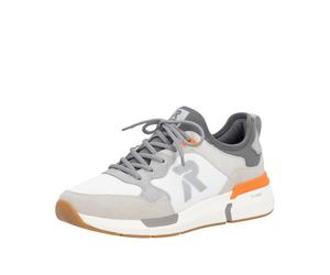 Slip-On Sneaker RIEKER SPORT, Herren, Gr. 47, grau (grau, sanftes weiß), Leder, Textil, Schuhe, Schlupfschuh, Sportschuh, Freizeitsneaker mit Memory-Foam Innensohle (48995456-47) grau, sanftes weiß