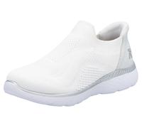 Slip-On Sneaker RIEKER SPORT "Ready2GO", Damen, Gr. 36, weiß, Textil, Lederimitat, unifarben, sportlich, Schuhe, Slipper, Halbschuh, Freizeitschuh mit MemoSoft-Innensohle (23655612-36) weiß
