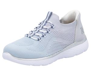 Slip-On Sneaker RIEKER SPORT "Ready2GO", Damen, Gr. 37, blau (hellblau), Lederimitat, Textil, Schuhe Slip-On Sneaker, Halbschuh, Freizeitschuh, Slipper mit MemoSoft-Innensohle, Topseller (17690763-37)