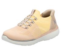 Slip-On Sneaker RIEKER SPORT "Ready2GO", Damen, Gr. 37, bunt (rosé, gelb), Lederimitat, Textil, Schuhe Slip-On Sneaker, Halbschuh, Freizeitschuh, Slipper mit MemoSoft-Innensohle (43662312-37)