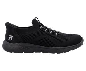 Slip-On Sneaker RIEKER SPORT "Ready2GO", Damen, Gr. 37, schwarz, Lederimitat, Textil, Schuhe, Halbschuh, Freizeitschuh, Slipper mit MemoSoft-Innensohle (73406937-37) schwarz