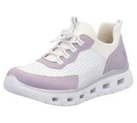 Slip-On Sneaker RIEKER SPORT "vegan", Damen, Gr. 42, weiß (weiß, flieder), Lederimitat, Textil, Schuhe, Slipper, Halbschuh, Freizeitsneaker mit MemoSoft-Ausstattung (23910822-42) weiß, flieder