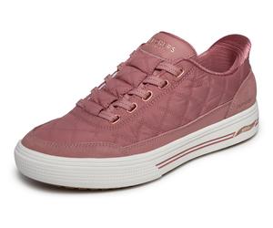 Slip-On Sneaker SKECHERS "ARCH FIT ARCADE-CUDDLE STEPS", Damen, Gr. 37, rosé, Lederimitat, Nylon, Veloursleder, gesteppt, Schuhe, Slipper, Schlupfschuh, Freizeitsneaker mit elastischen Schnürsenkeln (