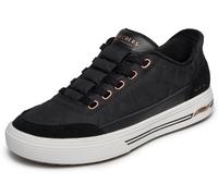 Slip-On Sneaker SKECHERS "ARCH FIT ARCADE-CUDDLE STEPS", Herren, Gr. 37, schwarz, Lederimitat, Nylon, Veloursleder, gesteppt, Schuhe, Slipper, Schlupfschuh, Freizeitsneaker mit elastischen Schnürsenke