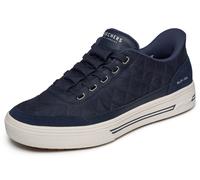 Slip-On Sneaker SKECHERS "ARCH FIT ARCADE", Herren, Gr. 43, navy, Lederimitat, Nylon, Veloursleder, gesteppt, Schuhe, Schnürschuh, Freizeitschuh, Halbschuh mit modischer Steppung, Topseller (50473658-