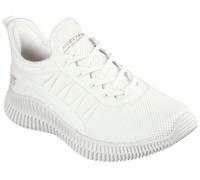 Slip-On Sneaker SKECHERS "BOBS GEO-NEW AESTHETICS", Damen, Gr. 40, weiß (sanftes weiß), Textil, Schuhe, Freizeitschuh, Schlupfschuh in veganer Verarbeitung (78422447-40) sanftes weiß