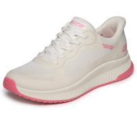 Slip-On Sneaker SKECHERS "BOBS SQUAD 4", Damen, Gr. 36, rosa (weiß, pink), Mesh, Synthetik, kontrastfarbene Details, Schuhe, Slipper, Freizeitschuh, Halbschuh mit Memory Foam, Topseller (33914655-36)