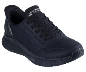 Slip-On Sneaker SKECHERS "BOBS SQUAD 4", Damen, Gr. 37, schwarz, Lederimitat, unifarben, Schuhe, Slipper, Freizeitschuh mit Slip-ins zum Schlupfen, Topseller (93536208-37) schwarz