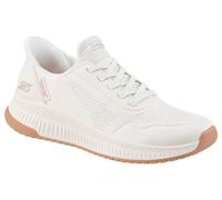 Slip-On Sneaker SKECHERS "BOBS SQUAD 4", Damen, Gr. 39, weiß, Lederimitat, Schuhe, Slipper, Freizeitschuh mit Slip-ins zum Schlupfen (81729545-39) weiß