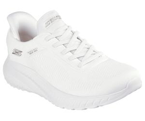 Slip-On Sneaker SKECHERS "BOBS SQUAD CHAOS-CURRENT MUSE", Damen, Gr. 43, weiß (sanftes weiß), Textil, Schuhe Slip-On Sneaker, Slipper, Freizeitschuh in veganer Verarbeitung, Topseller (30956243-43)