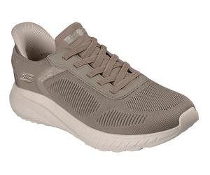 Slip-On Sneaker SKECHERS "BOBS SQUAD CHAOS-SOLID STEP", Herren, Gr. 42, dunkeltaupe, Textil, Schuhe, Schlupfschuh, Slipper, Sneaker zum Schlupfen (18579669-42) dunkeltaupe
