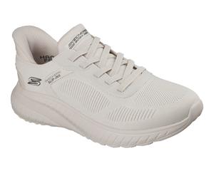 Slip-On Sneaker SKECHERS "BOBS SQUAD CHAOS-SOLID STEP", Herren, Gr. 42, sanftes weiß, Textil, Schuhe, Schlupfschuh, Slipper, Sneaker zum Schlupfen (63075855-42) sanftes weiß