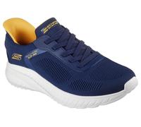 Slip-On Sneaker SKECHERS "BOBS SQUAD CHAOS-SOLID STEP", Herren, Gr. 45, blau (navy), Textil, Schuhe Slip-On Sneaker, Schlupfschuh, Slipper, Sneaker zum Schlupfen (52691265-45)